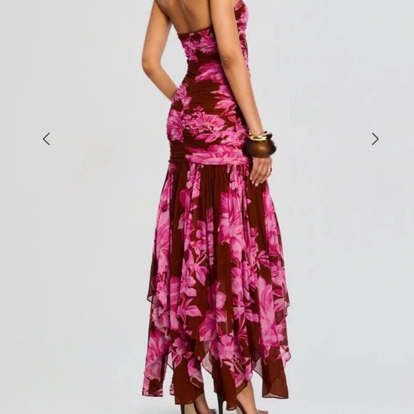 Retrofete Floral Strapless Maxi Dress